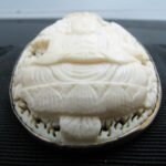 g293 Beautiful Carved Buddha Brooch Set in 14kt Yellow Gold