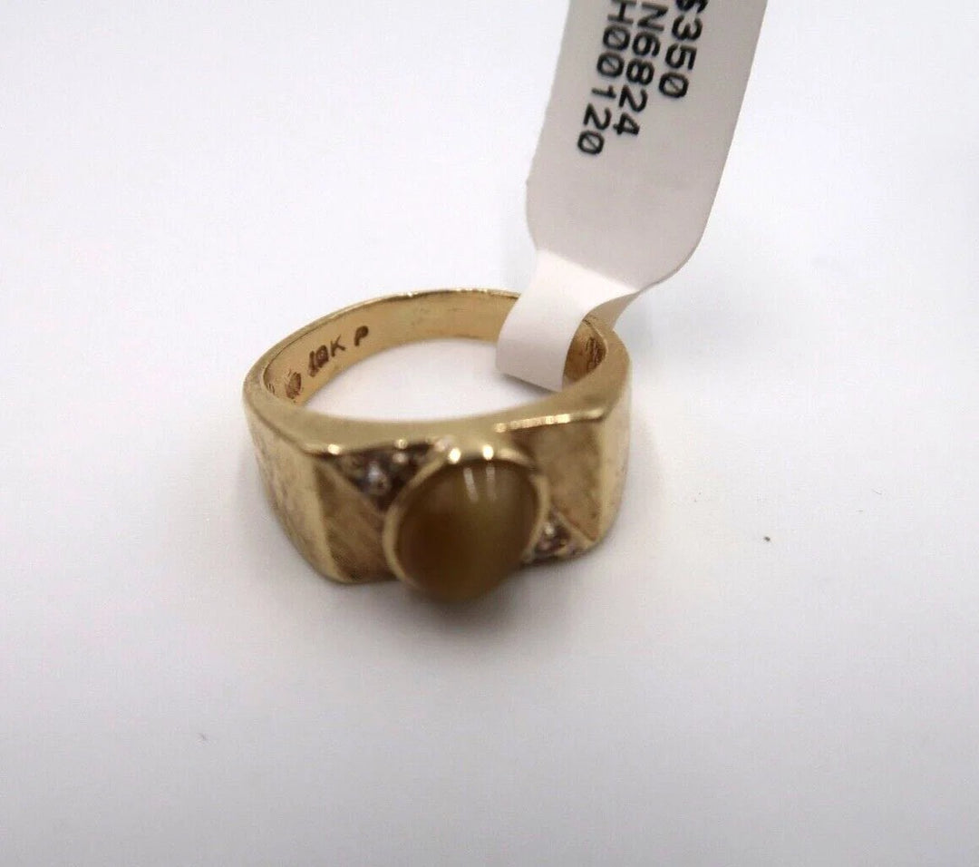 t347 10k Yellow Gold Cats Eye Cubic Zirconia Ring