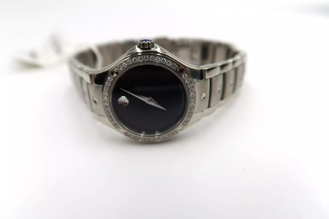 t272 Movado S.e. Black Dial Diamond Bezel 0605873 Ladies Watch
