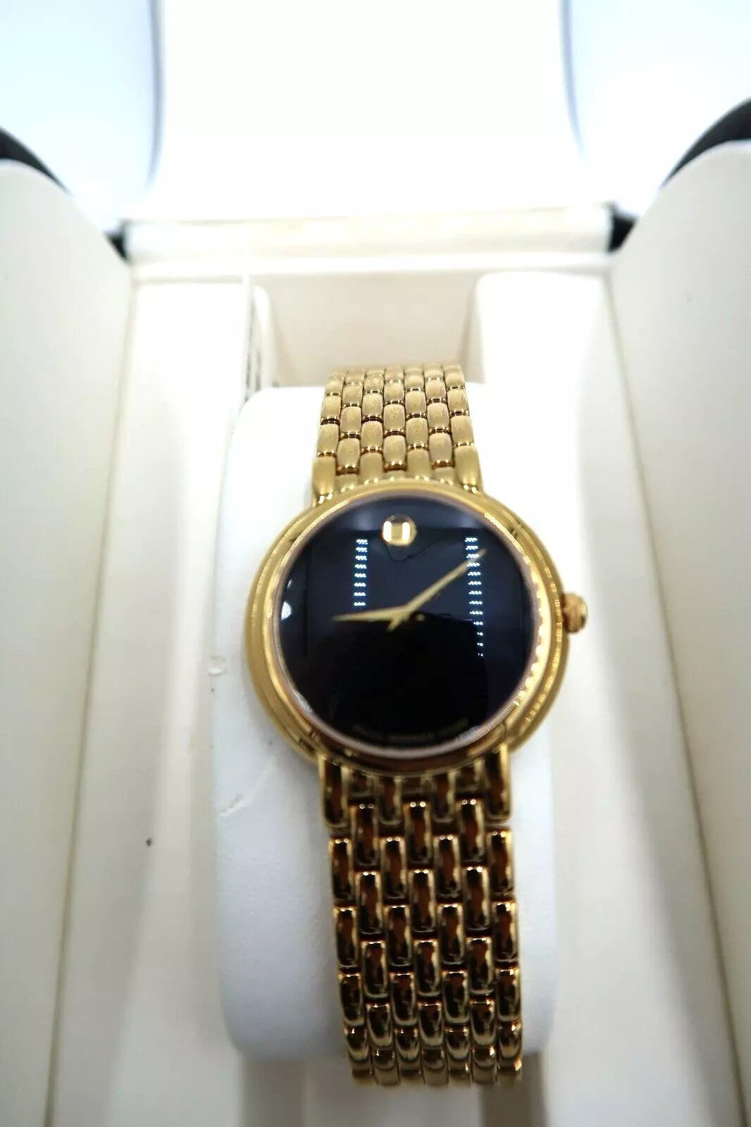 t280 Ladies Movado 0605648 CERTA Gold-Tone Black Dial Stainless Steel Watch