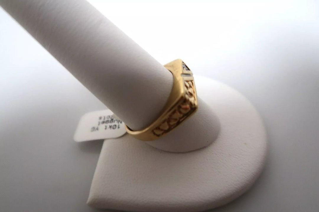 t425 10k Yellow Gold diamond Nugget .02 cts Ring Size 10 1/2(US) Signed