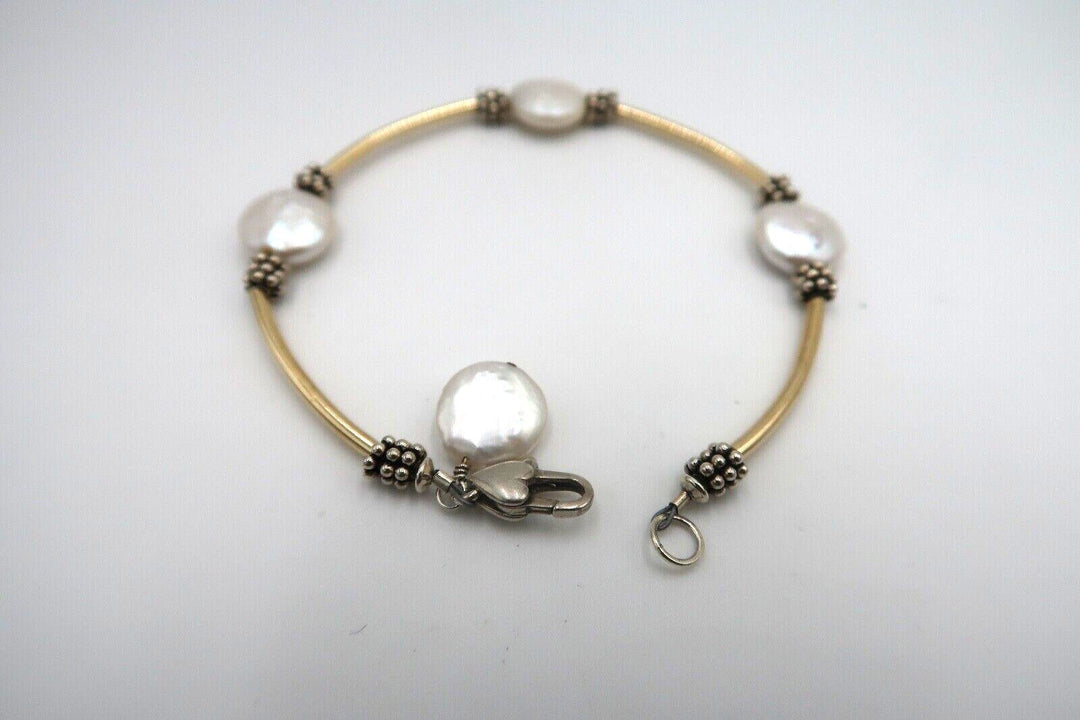 t373 Elegant Bracelet in Sterling Silver Mother of Pearl,11.1g/ 7 1/2"
