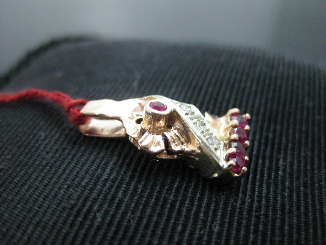 g306 Unique 14kt Rose Gold Pendant with Rubies and Diamonds .03cts