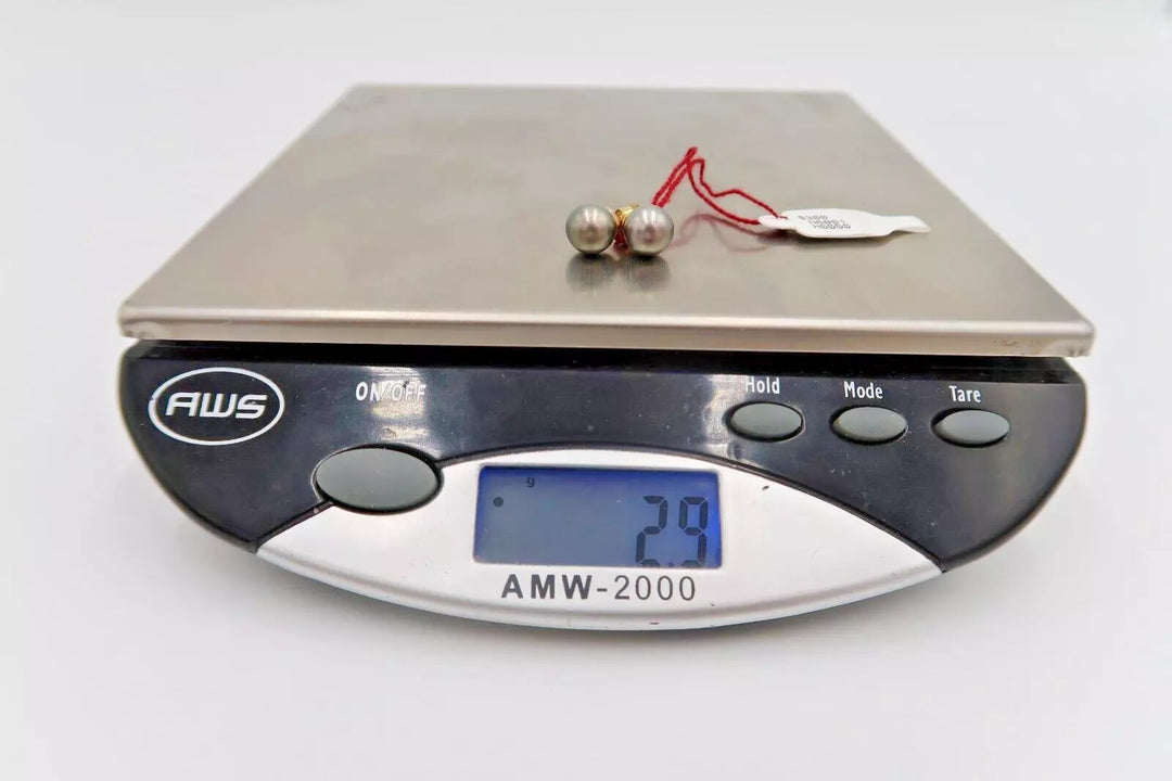 t309 14kt Yellow Gold Black Pearl Studs 8.91mm