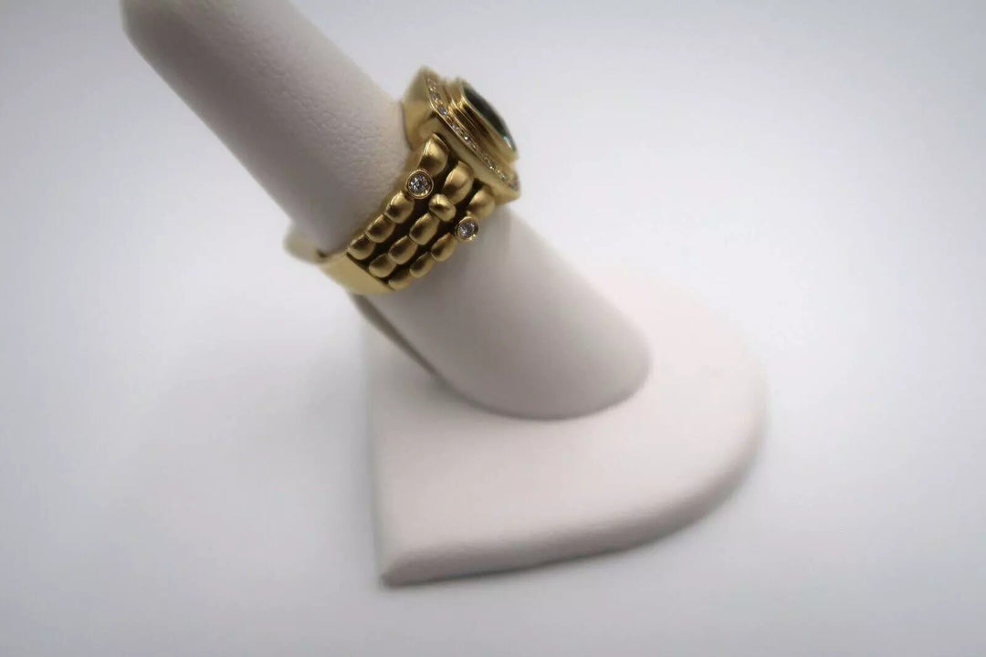 t305 14kt Yellow Gold Aquamarine Diamond Ring 6 1/2(US)