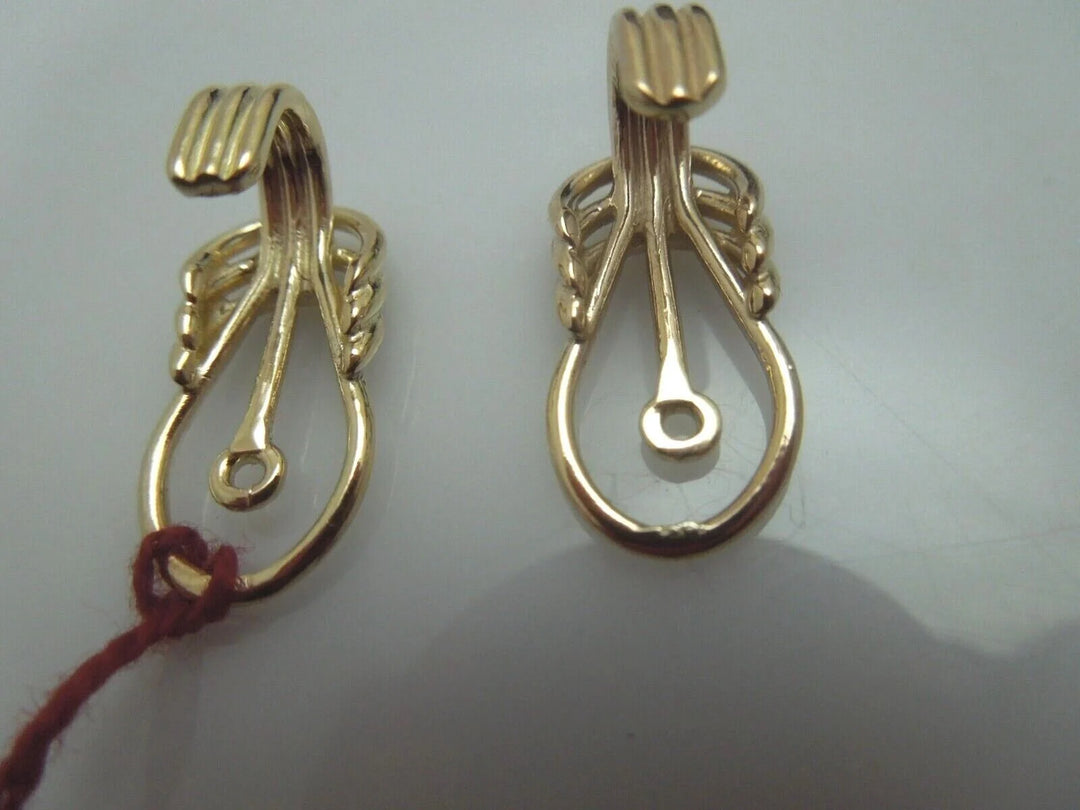 r164 14kt Yellow Gold Earrings Jackets Pretty Signed 4.9g
