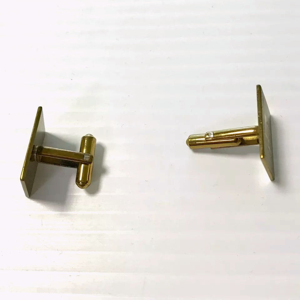 f255 Vintage Gold Tone Gold Filled Geometric Men's Cuff Links