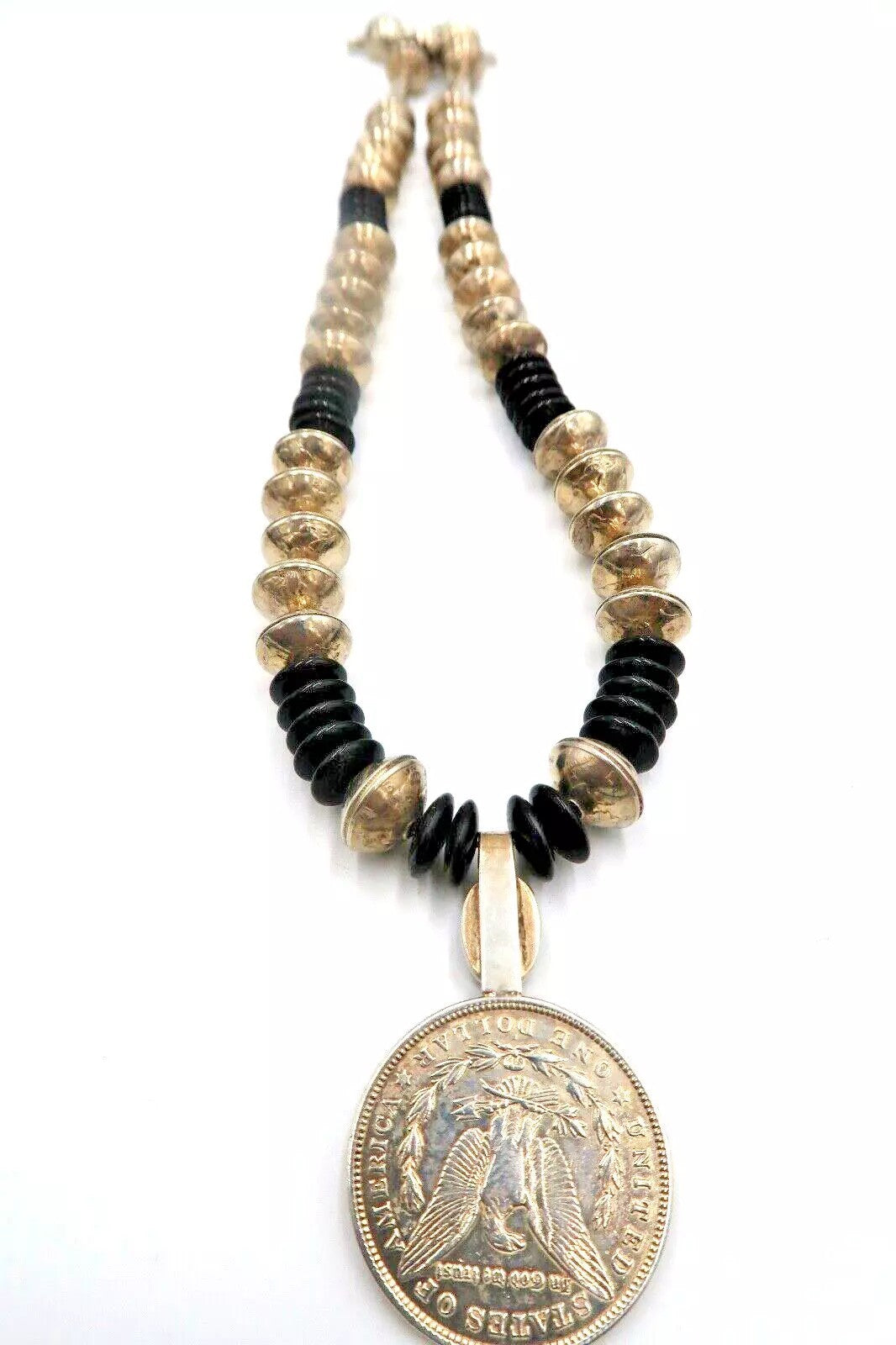 t435 Betty Yellow horse Navajo Sterling Silver Native American Pendant Necklace