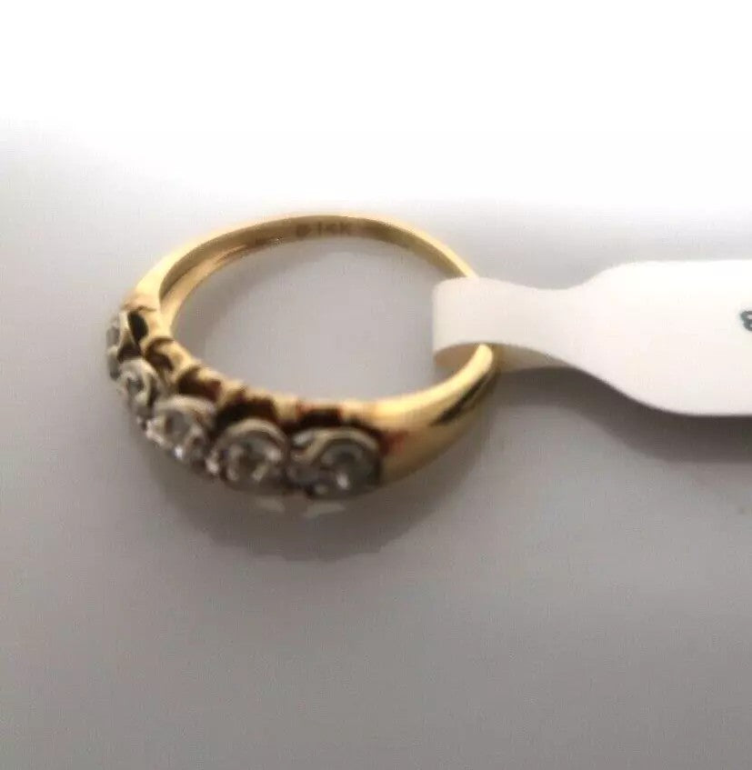 t424 14k White Yellow Gold Diamond 0.15 cts Wedding Band Size 6