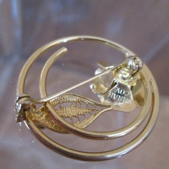 m482 Sarah Coventry Brooch GOLDEN ROSE Vermeil Blossom