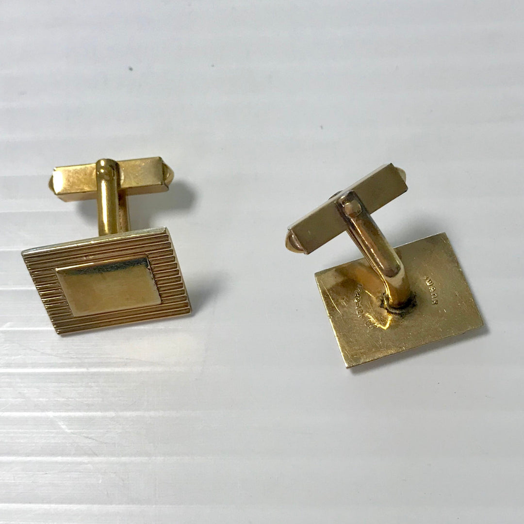 f275 Vintage Gold Tone Geometric Shaped Men's Cuff Links