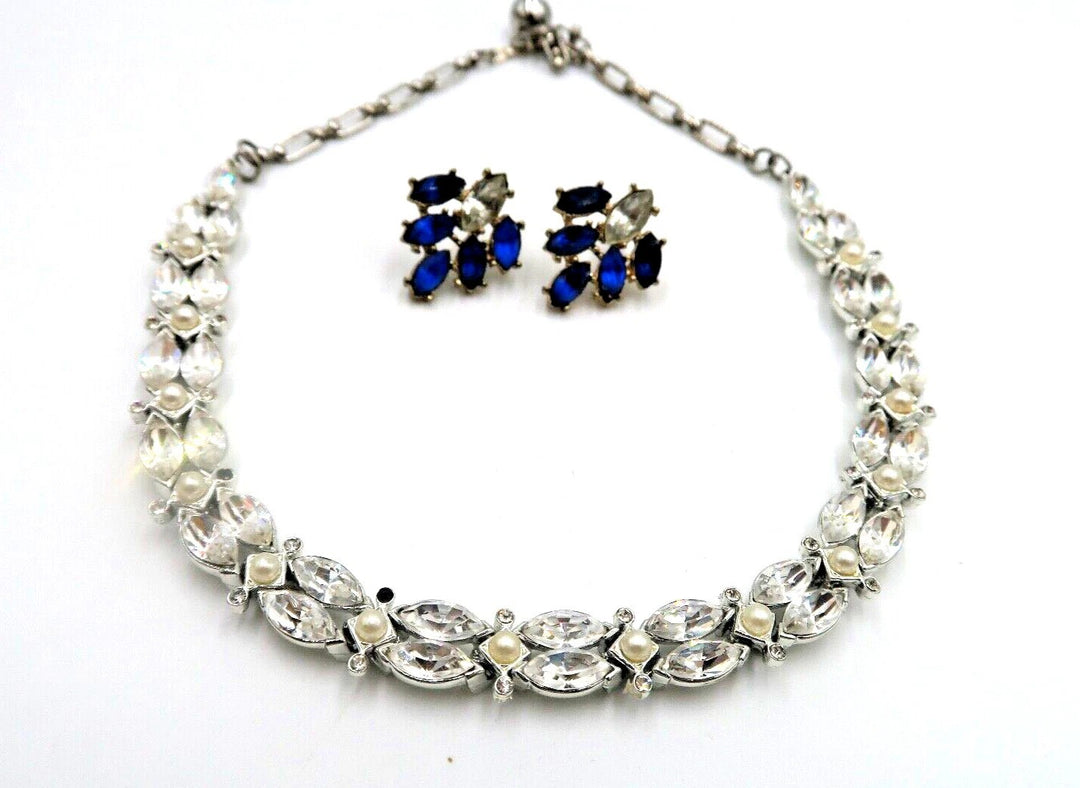 t412 Fashion Necklace Rhinestone pearl Necklace with earrings