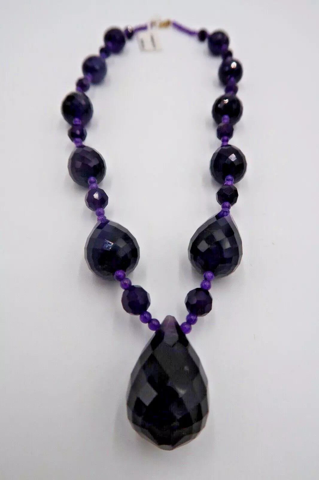 t408 14k Yellow Gold Lock Amethyst Faceted Teardrop Necklace 18"