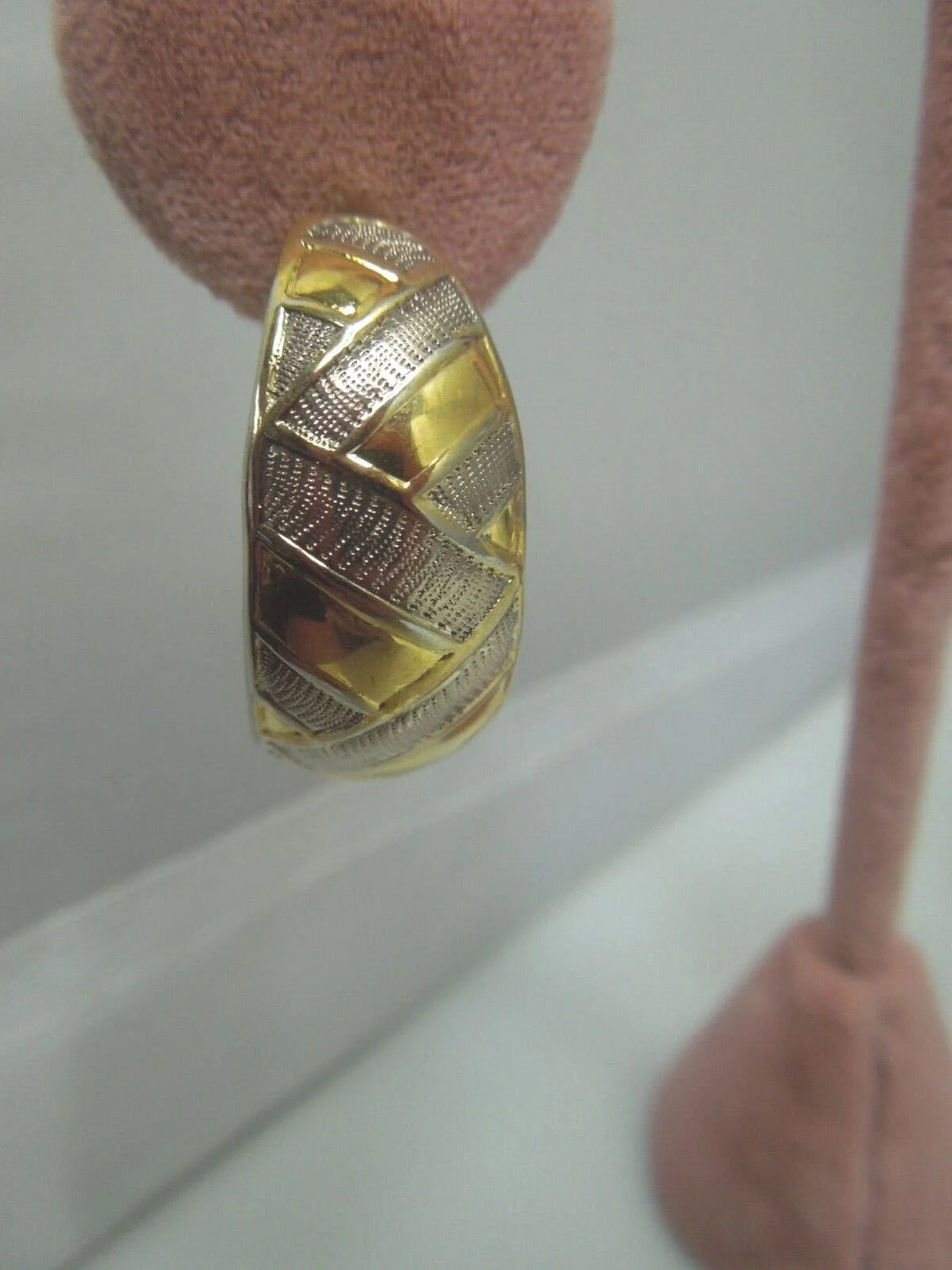 r159 Vintage Gold Tone Sterling Silver 925 Hoop Earrings Signed 7.6g