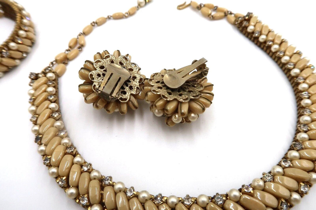 t413 Beautiful Necklace, Clip Earrings and matching Bracelet, Gift for her