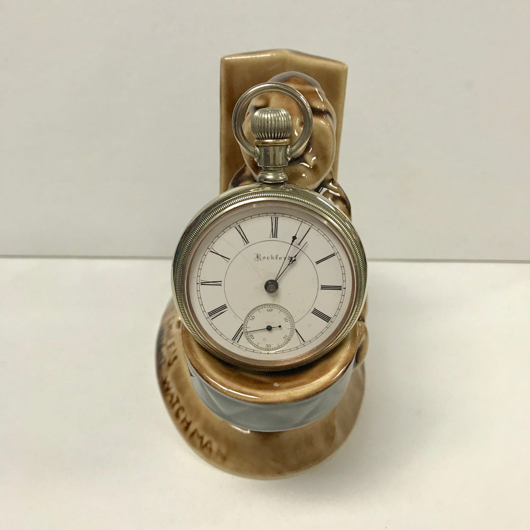 f278 Vintage Ceramic Pocket Watch Holder Stand Case The Big Chief's Watchman