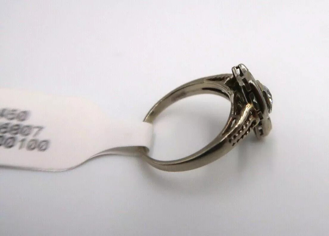 t312 14kt White Gold Diamond 0.30 TDW Filigree Ring Size 3 3/4(US)