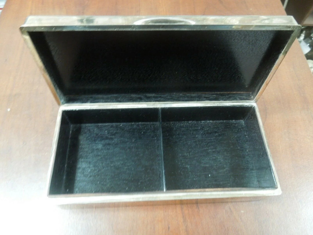 r137 Antique Sterling Silver 970 Trinket Box Etched Chinese Pagoda Signed