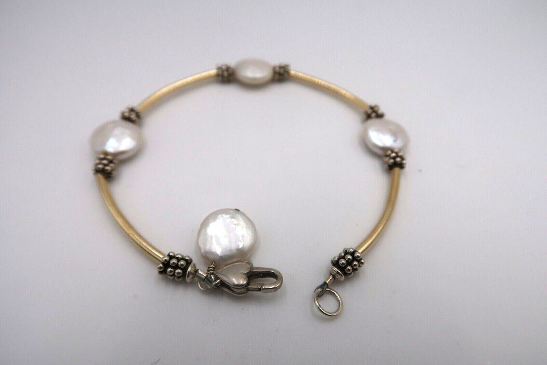t373 Elegant Bracelet in Sterling Silver Mother of Pearl,11.1g/ 7 1/2"
