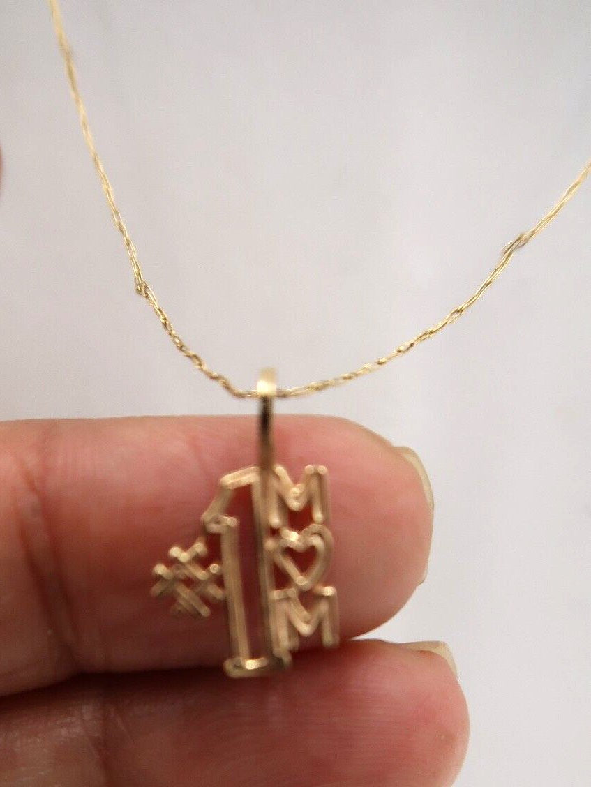 t385 14k Yellow Rose Gold #1 MOM Pendant 20"