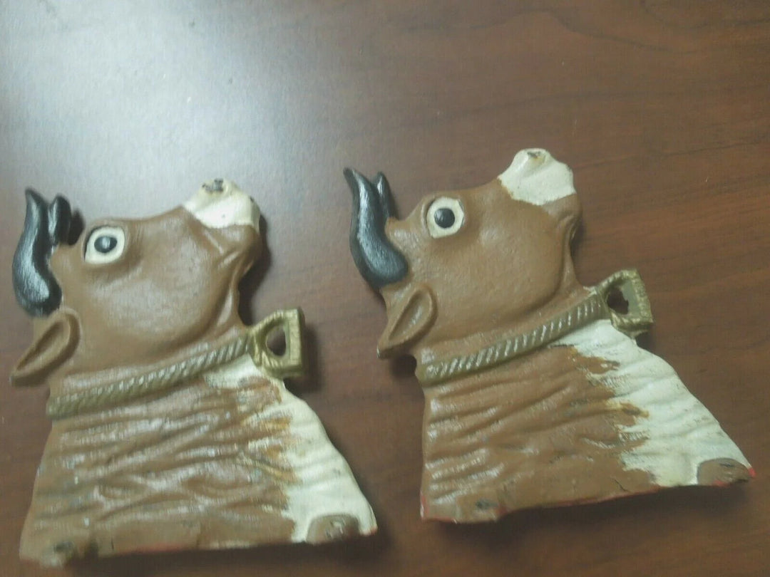 r108 Vintage Cast Iron Bull Door Stop or Wall Hook Heavy