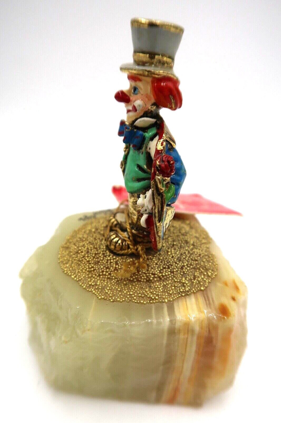 t368 Vintage Signed Ron Lee Collection Hand-Painted Clown Top Hat Open Coat Puppies Figurine with Original Tag 4" H Signed Ron 086