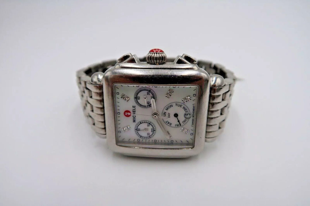t343 Michele Deco Diamond Stainless Chronograph Women's Watch MW06P00A0046.