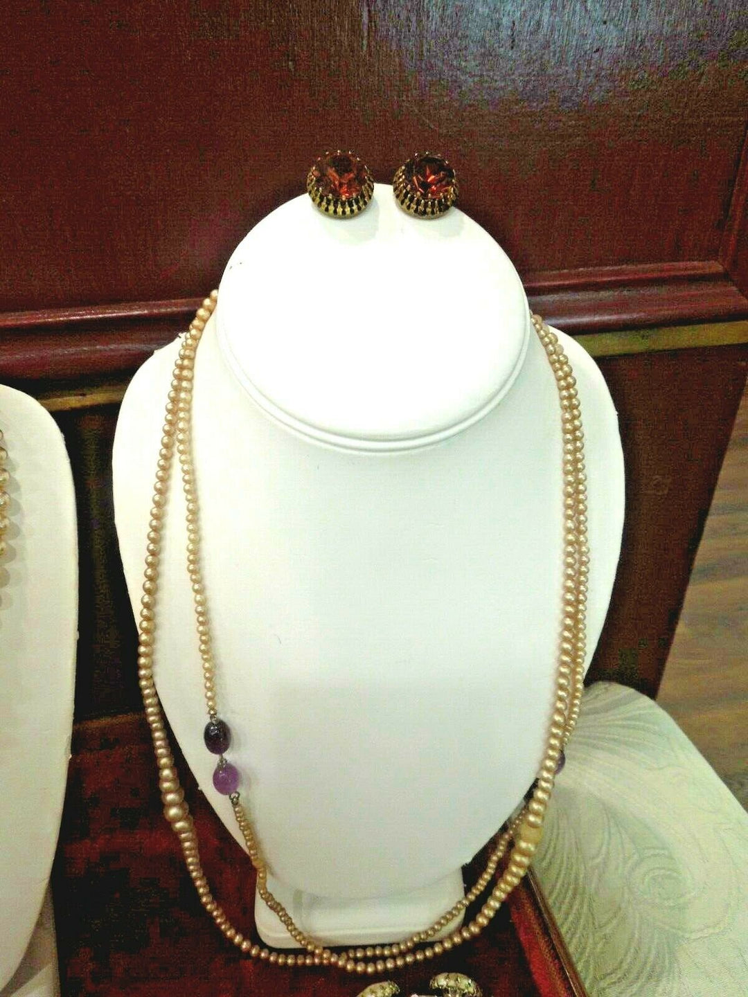 r111 Lot of 15 Jewelry Freshwater Pearls Rhinestones Necklace Earrings Bracelets Some are signed/Some are not