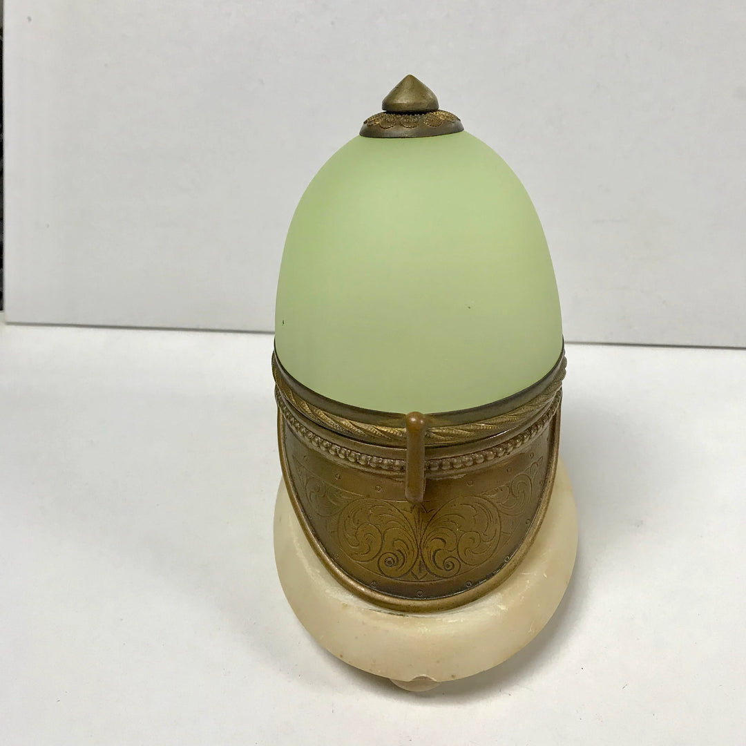 f286 Antique Marble Glass Pocket Watch Holder Stand Victorian Era Bobby Helmet