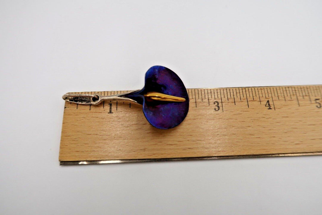 t325 Blue Lily Pendant in Sterling Silver, Titanium and 24k Gold Plating