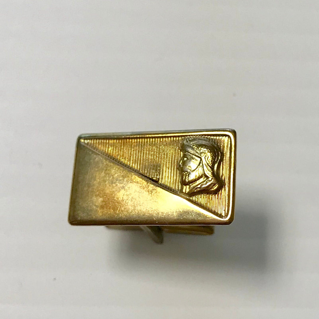 f257 Vintage Gold Tone Gold Filled Embossed Men's Cuff Links & Tie Bar