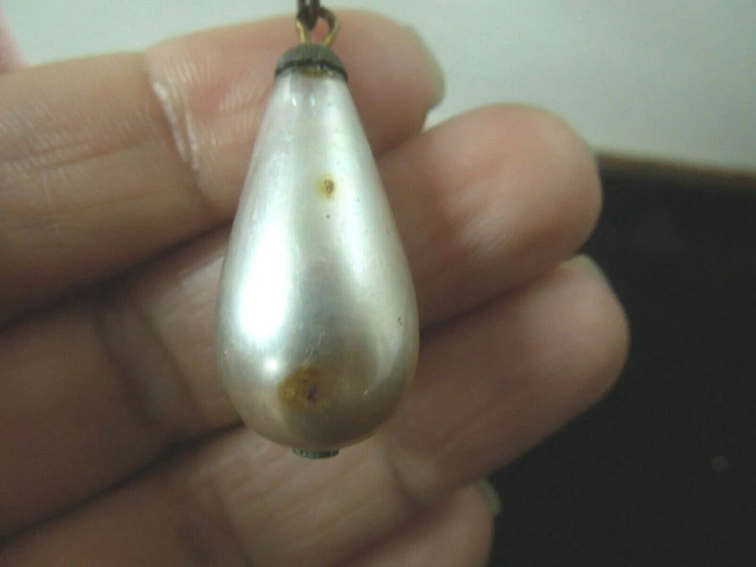 r096 Miriam Haskell Signed Long Dangle Pearl Clip back Earrings 40'S Vintage