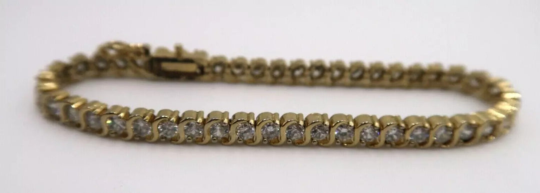 t239 Sterling Silver gold tone Cubic Zirconia Bracelet