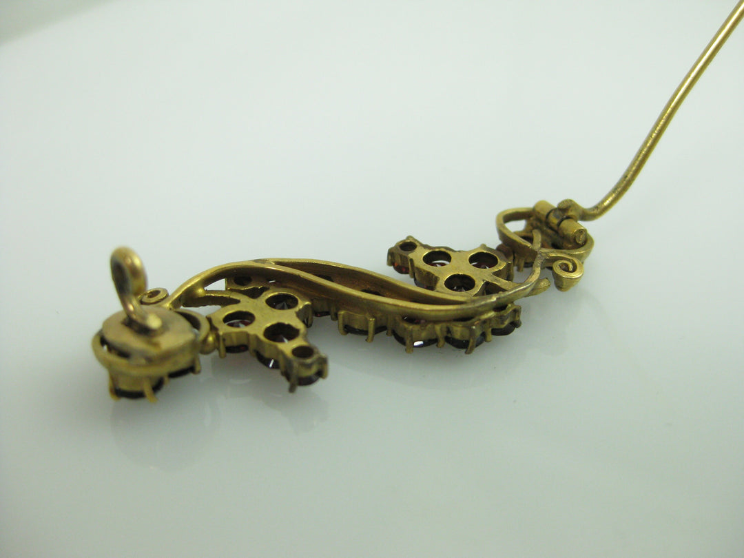 g255 Vintage Garnet Brooch 14kt Gold Filled