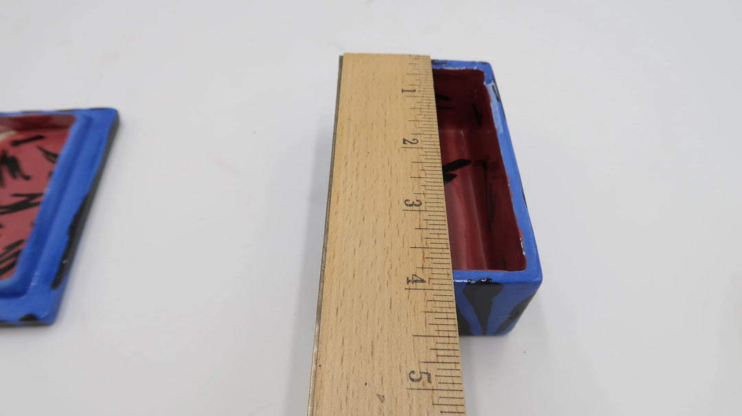 t492 Blue and Black Zebra Art Porcelain Trinket box with lid