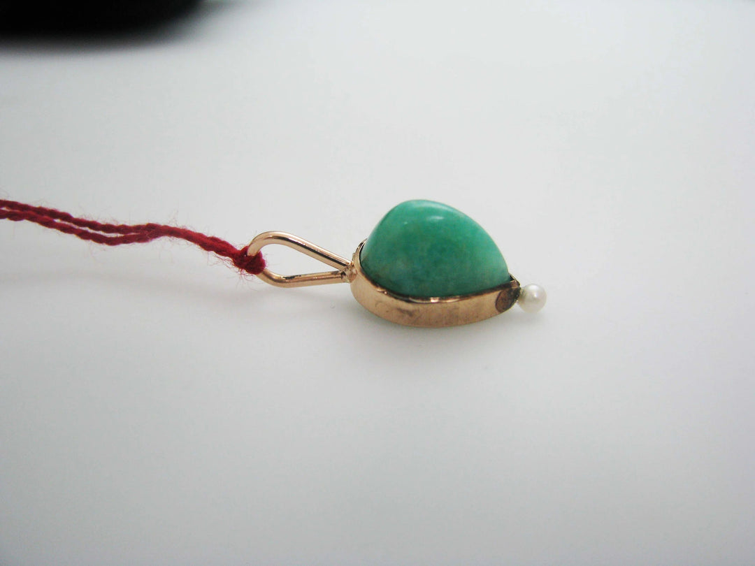 b446 Pretty 10kt Yellow Gold Amazonite pendant