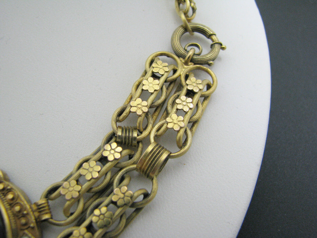 c100 Beautiful Unique Antique Cameo 9k Yellow Gold Convertible Necklace