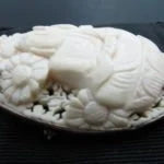 g293 Beautiful Carved Buddha Brooch Set in 14kt Yellow Gold