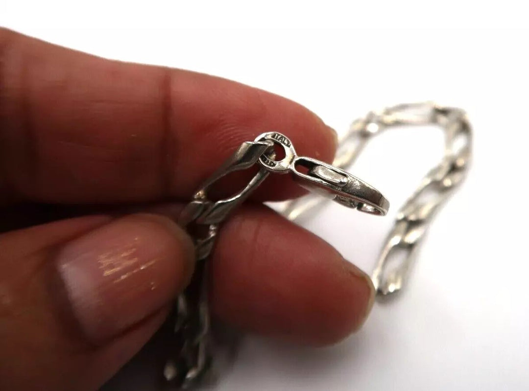 t372 Sterling Silver link chain Bracelet, Silver link Bracelet, Italy Bracelet