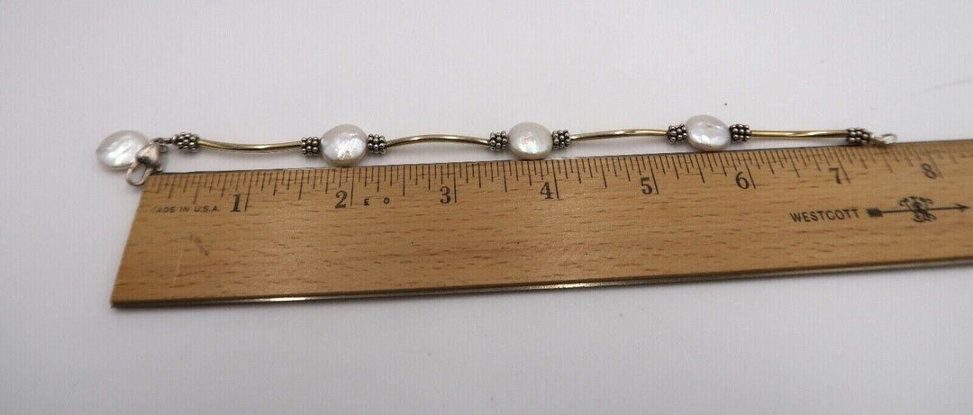t373 Elegant Bracelet in Sterling Silver Mother of Pearl,11.1g/ 7 1/2"