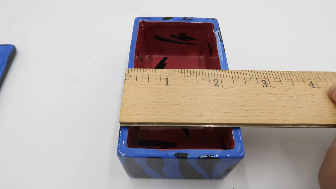 t492 Blue and Black Zebra Art Porcelain Trinket box with lid