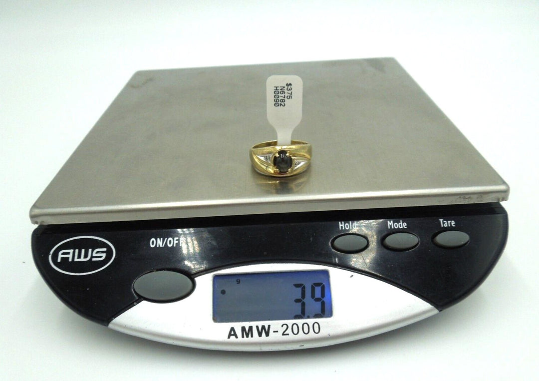 t250 10kt Yellow Gold Star Sapphire Ring 9 3/4(US) Signed Unisex Ring