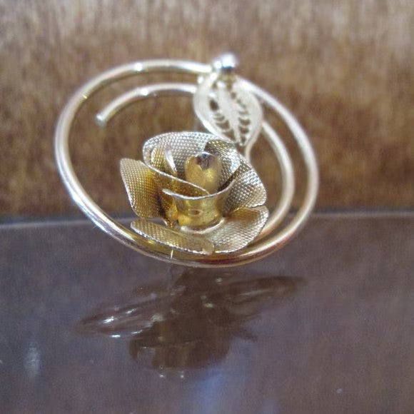 m482 Sarah Coventry Brooch GOLDEN ROSE Vermeil Blossom