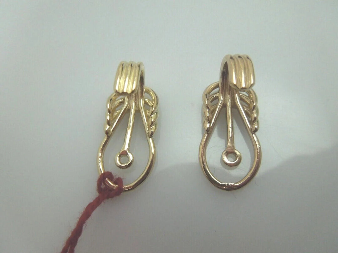 r164 14kt Yellow Gold Earrings Jackets Pretty Signed 4.9g