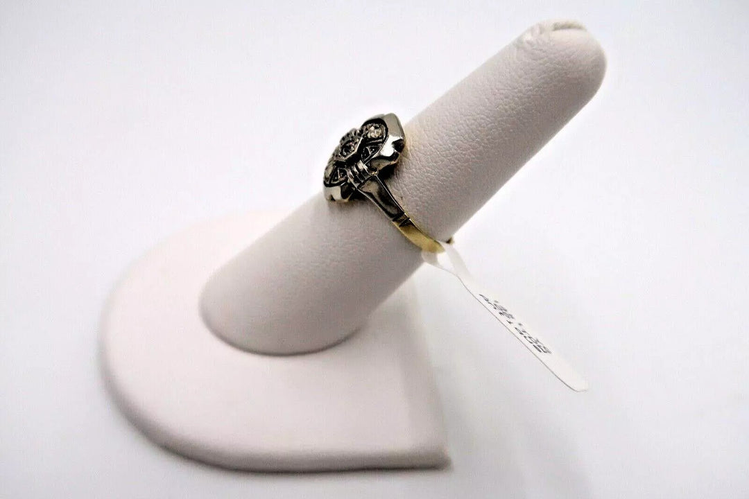 t388 Vintage 14k Two tone Gold Diamond .05 TDW Ring Size 6 1/2(US)