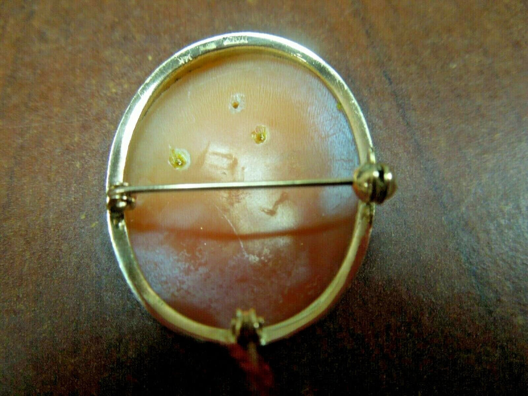 r114 14K Yellow Gold Diamond Necklace Cameo Pin/Pendant 35x24.51mm 3.9 Grams