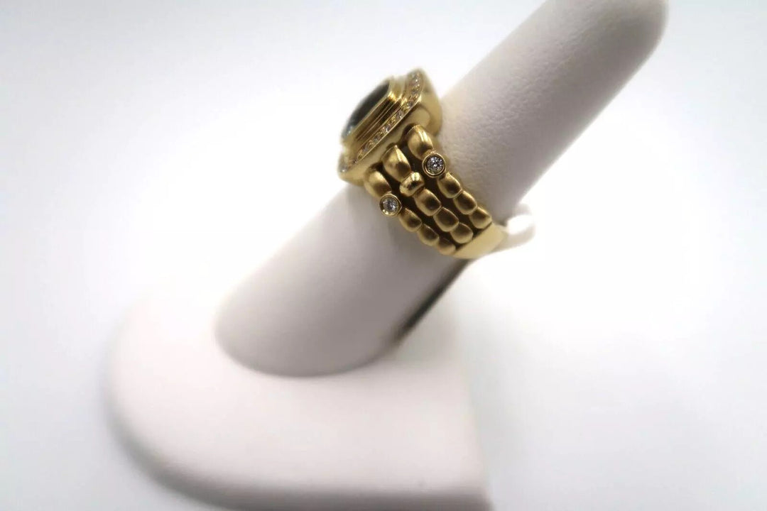 t305 14kt Yellow Gold Aquamarine Diamond Ring 6 1/2(US)