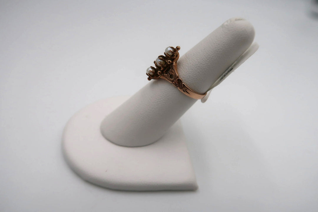 t335 Vintage 14kt Rose Gold Pearl Ring Size 6(US)