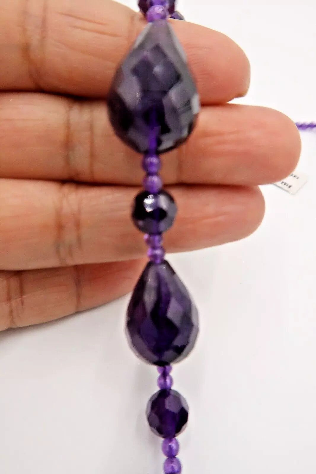 t408 14k Yellow Gold Lock Amethyst Faceted Teardrop Necklace 18"