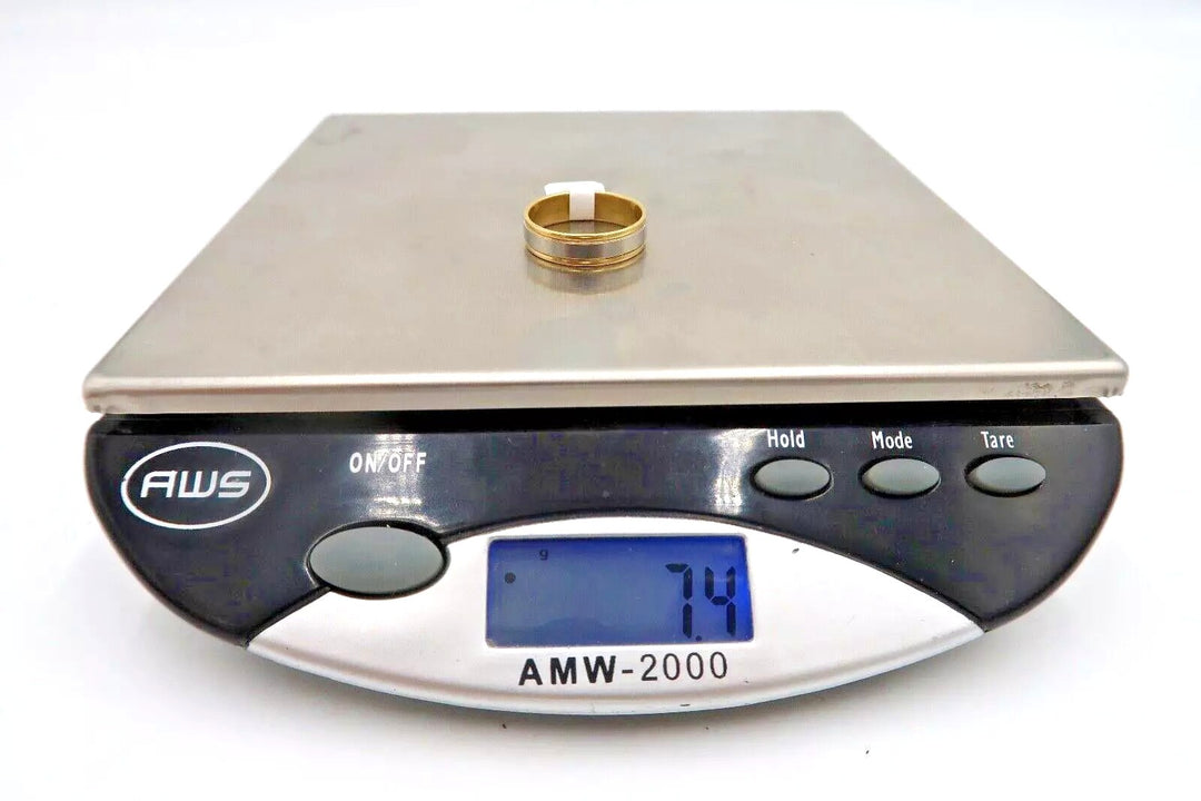 t439 18k Yellow Gold Platinum Wedding Band Size 11 1/2(US)